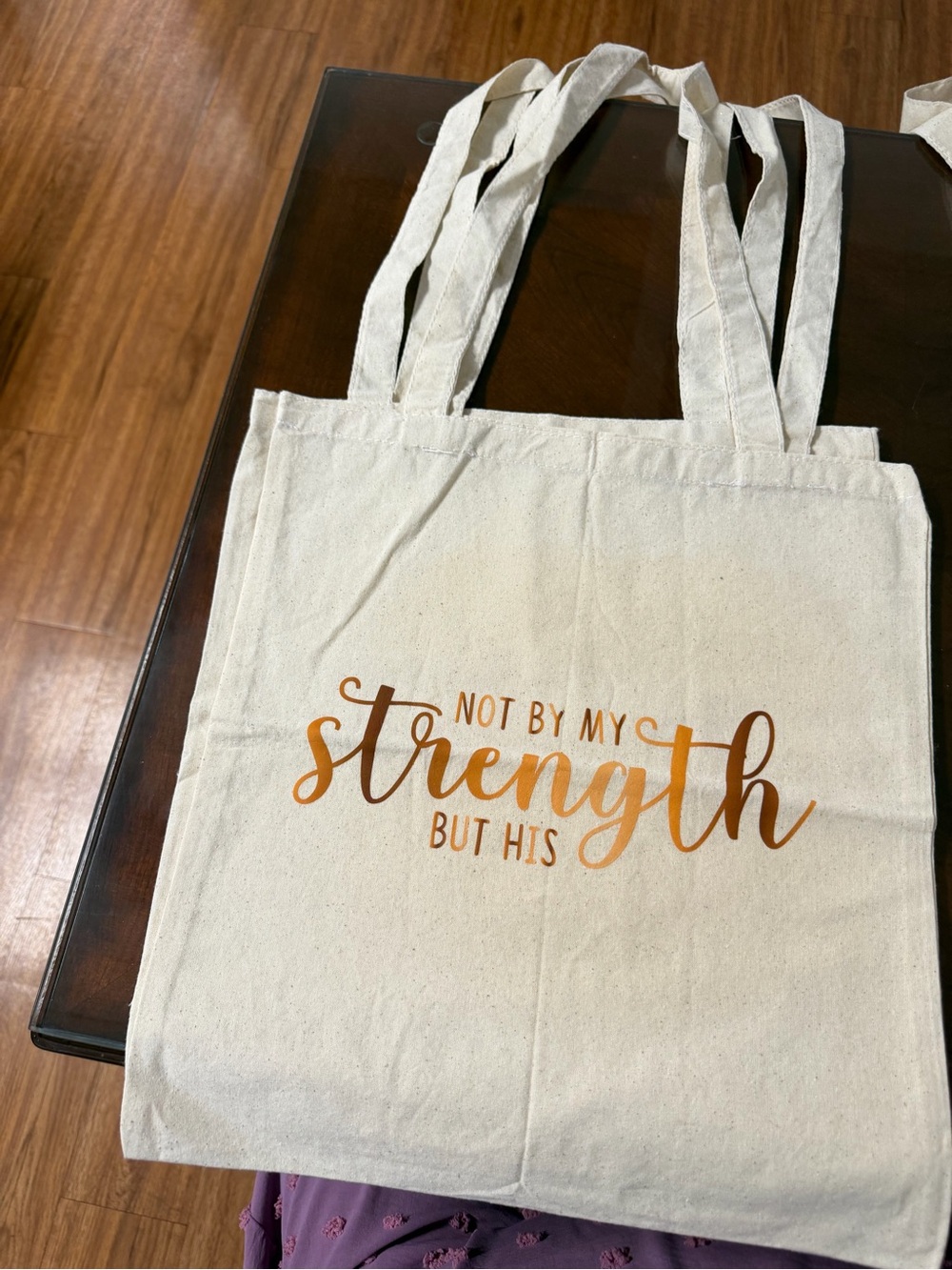 Canvas Tote Bag with Script Quote